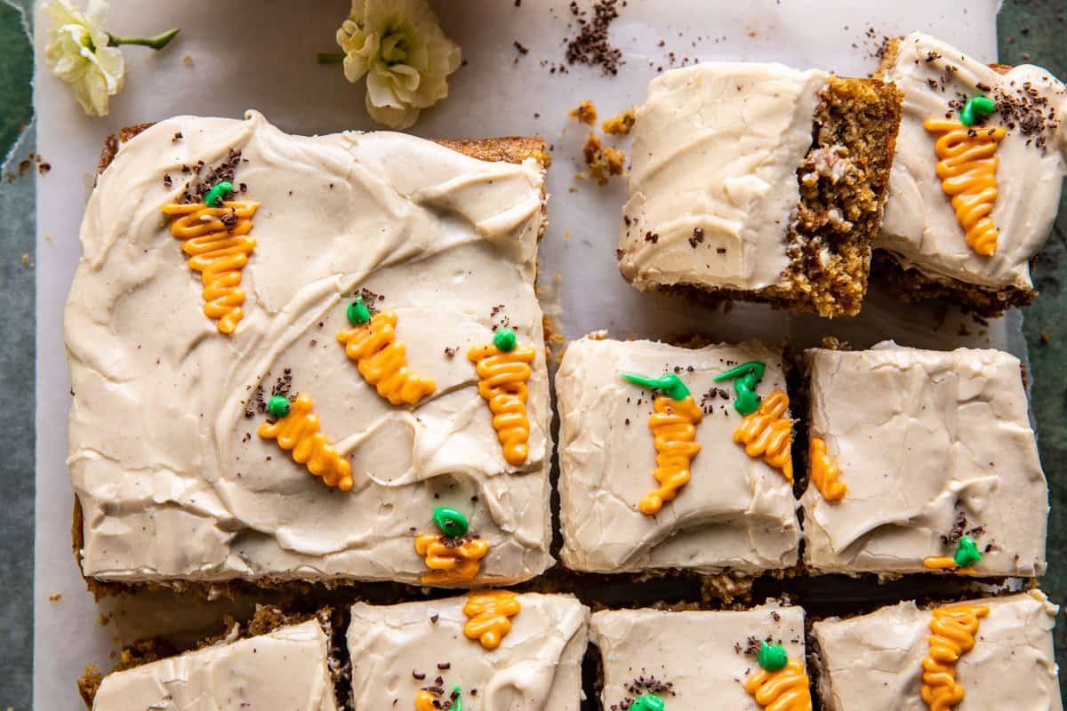 Carrot Sheet Cake with Brown Butter Cream Cheese Frosting | halfbakedbarvest.com