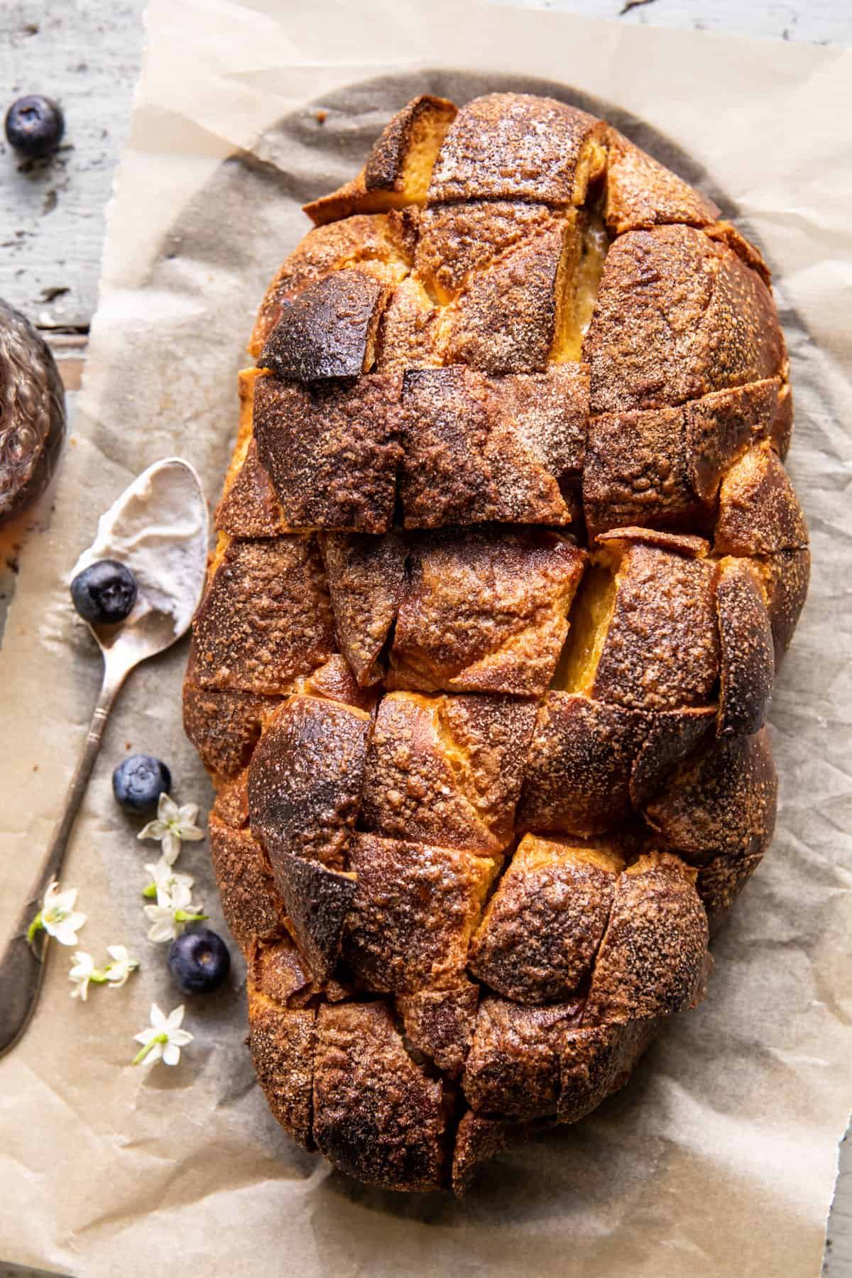 french toast after baking but before adding any cream or berries