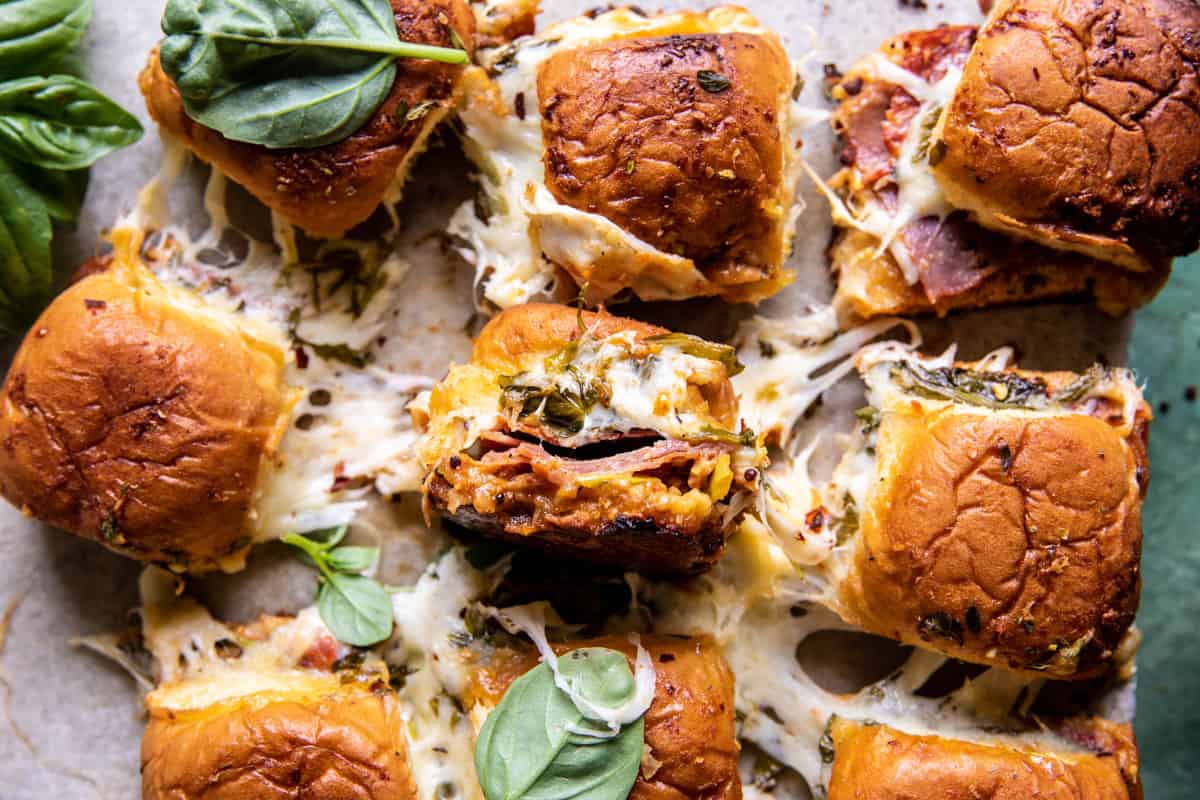 Pull Apart Italian Sub Sliders | halfbakedharvest.com