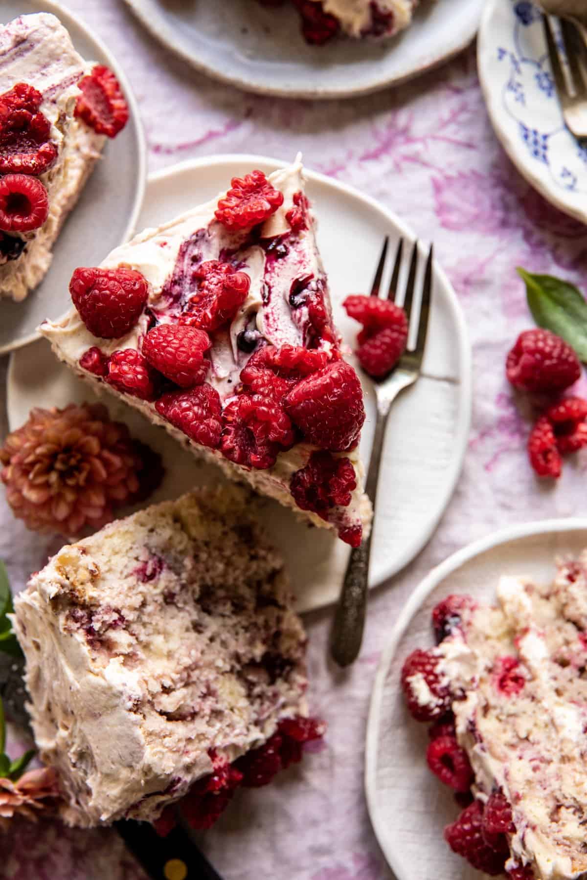 Smashed Raspberry White Chocolate Layer Cake | halfbakedharvest.com