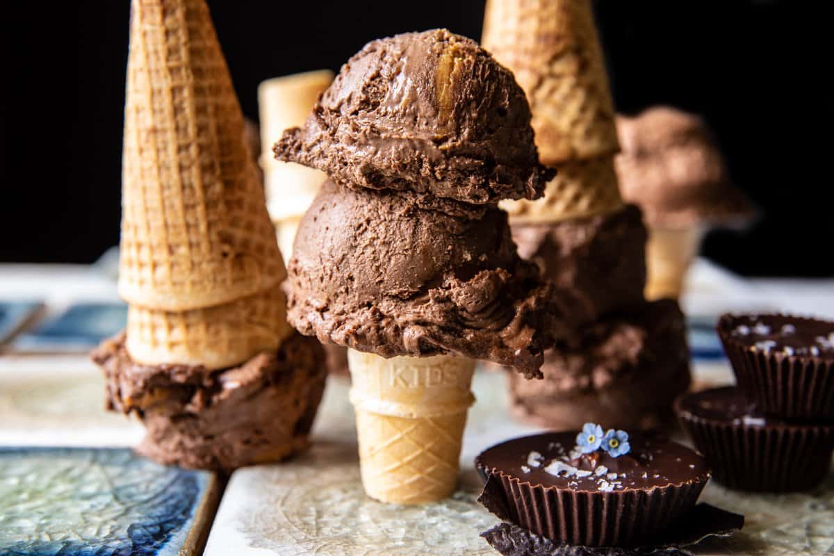 No Churn Chocolate Peanut Butter Ice Cream | halfbakedharvest.com