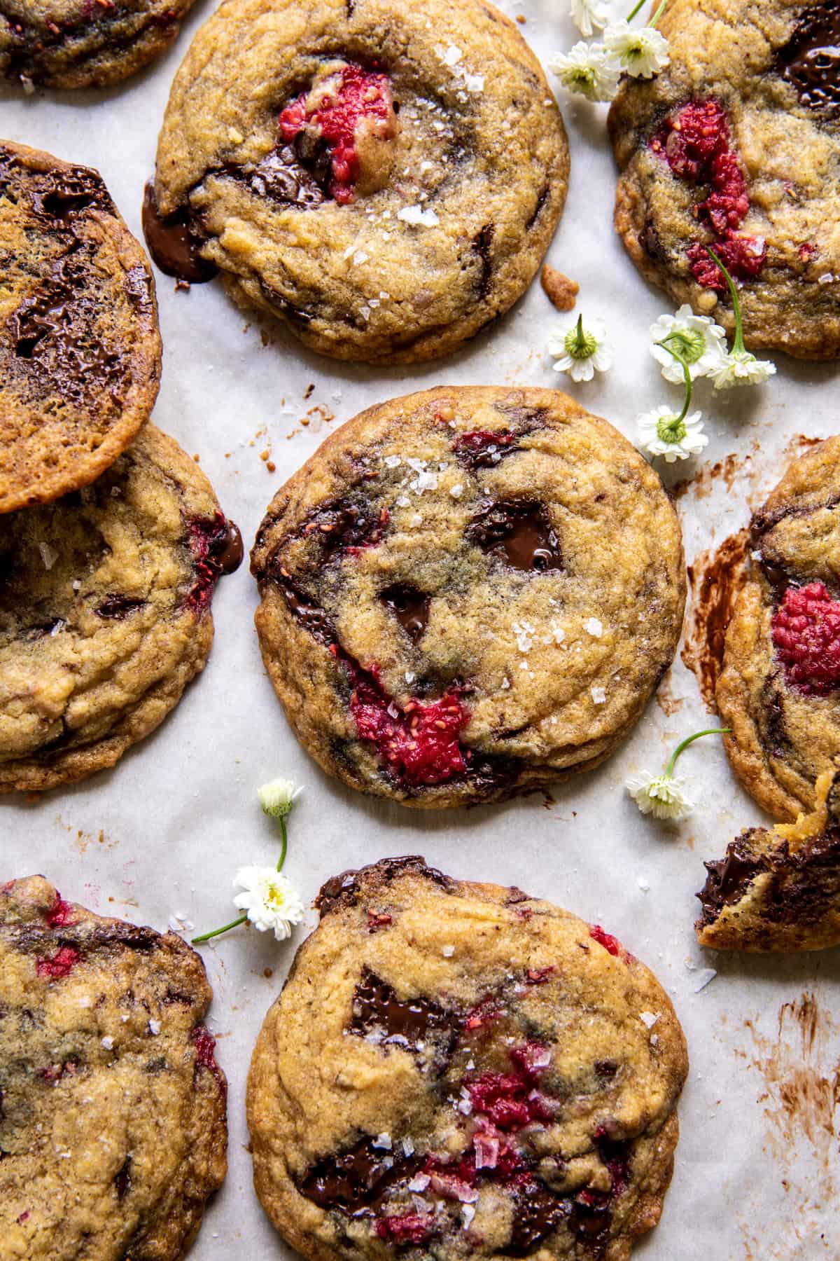 Brown Butter Raspberry Chocolate Chip Cookies | halfbakedharvest.com