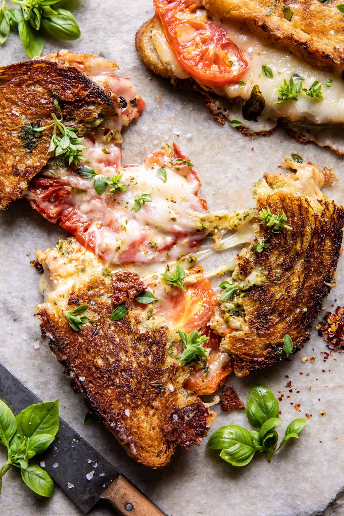 Roasted Garlic Caprese Grilled Cheese | halfbakedharvest.com