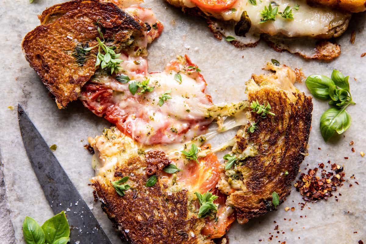 Roasted Garlic Caprese Grilled Cheese | halfbakedharvest.com