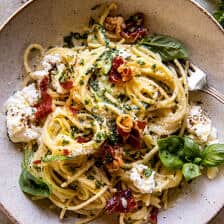 Zucchini Carbonara with Crispy Prosciutto and Burrata | halfbakedharvest.com