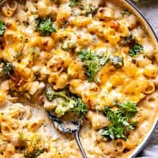 Broccoli Cheddar Chicken and Noodle Casserole | halfbakedharvest.com