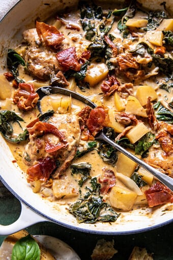 Creamy Tuscan Chicken with Crispy Prosciutto | halfbakedharvest.com