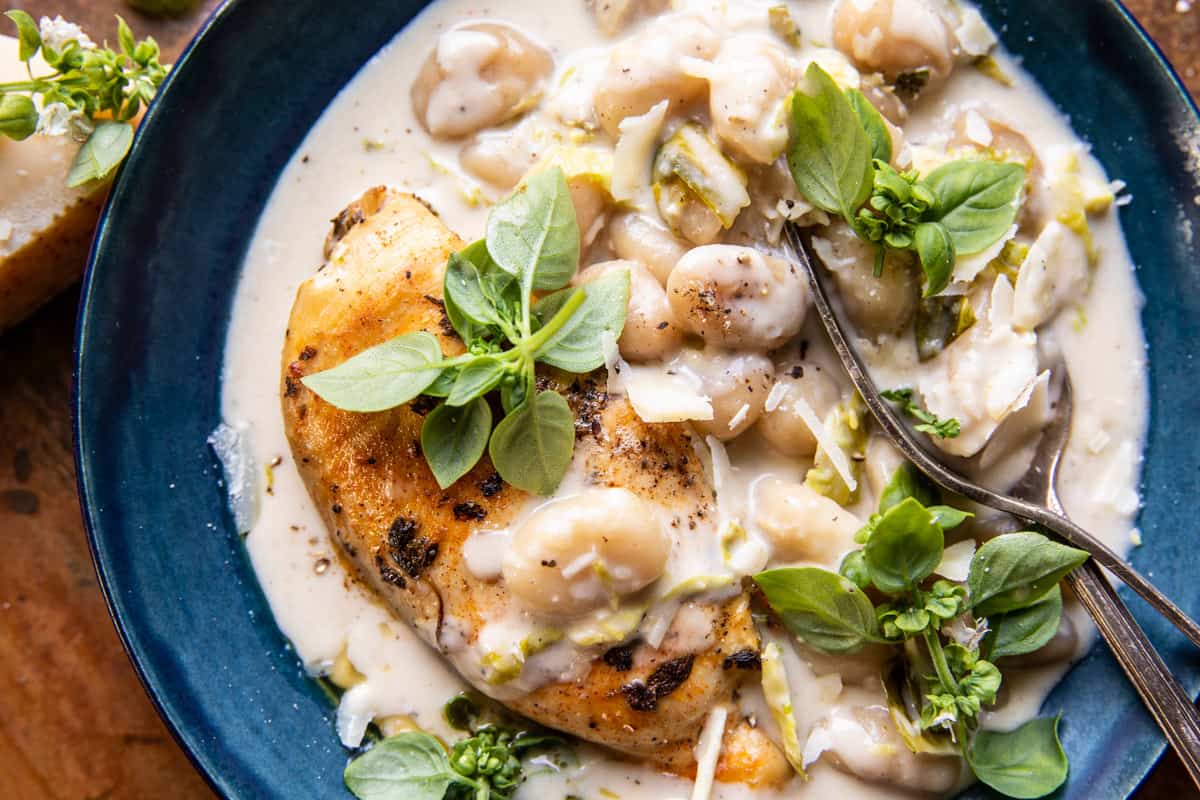 Crockpot Creamy Garlic Chicken and Gnocchi | halfbakedharvest.com