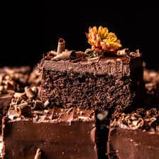 Fudge Frosted Chocolate Olive Oil Sheet Cake | halfbakedharvest.com