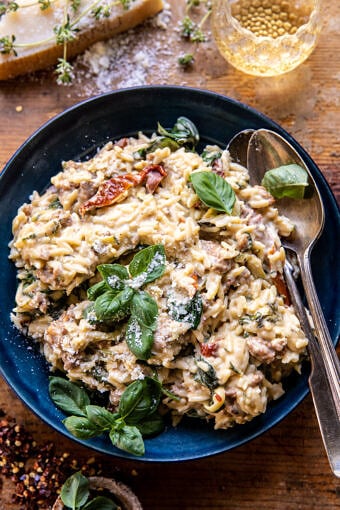 One Pot Creamy Sun-Dried Tomato Orzo | halfbakedharvest.com