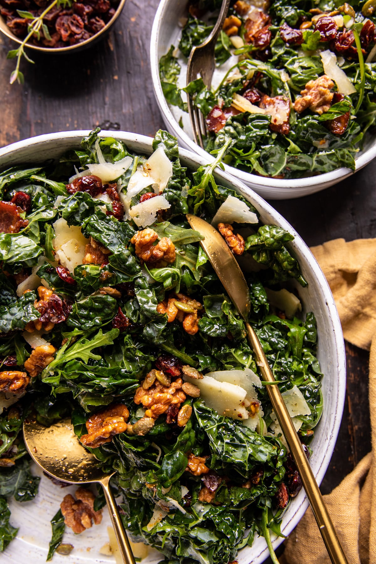 Kale Bacon Salad with Maple Candied Walnuts | halfbakedharvest.com