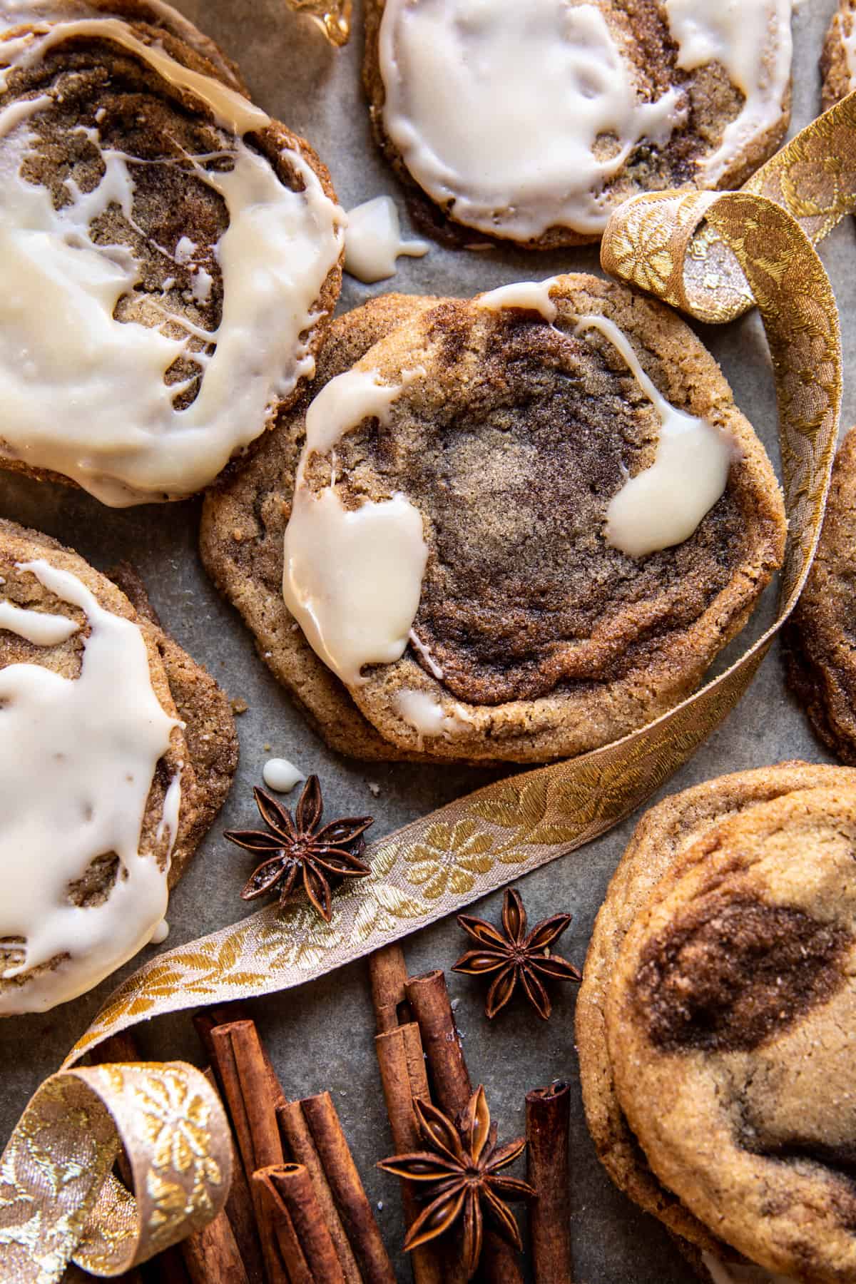 Chewy Frosted Cinnamon Swirl Snickerdoodles | halfbakedharbest.com