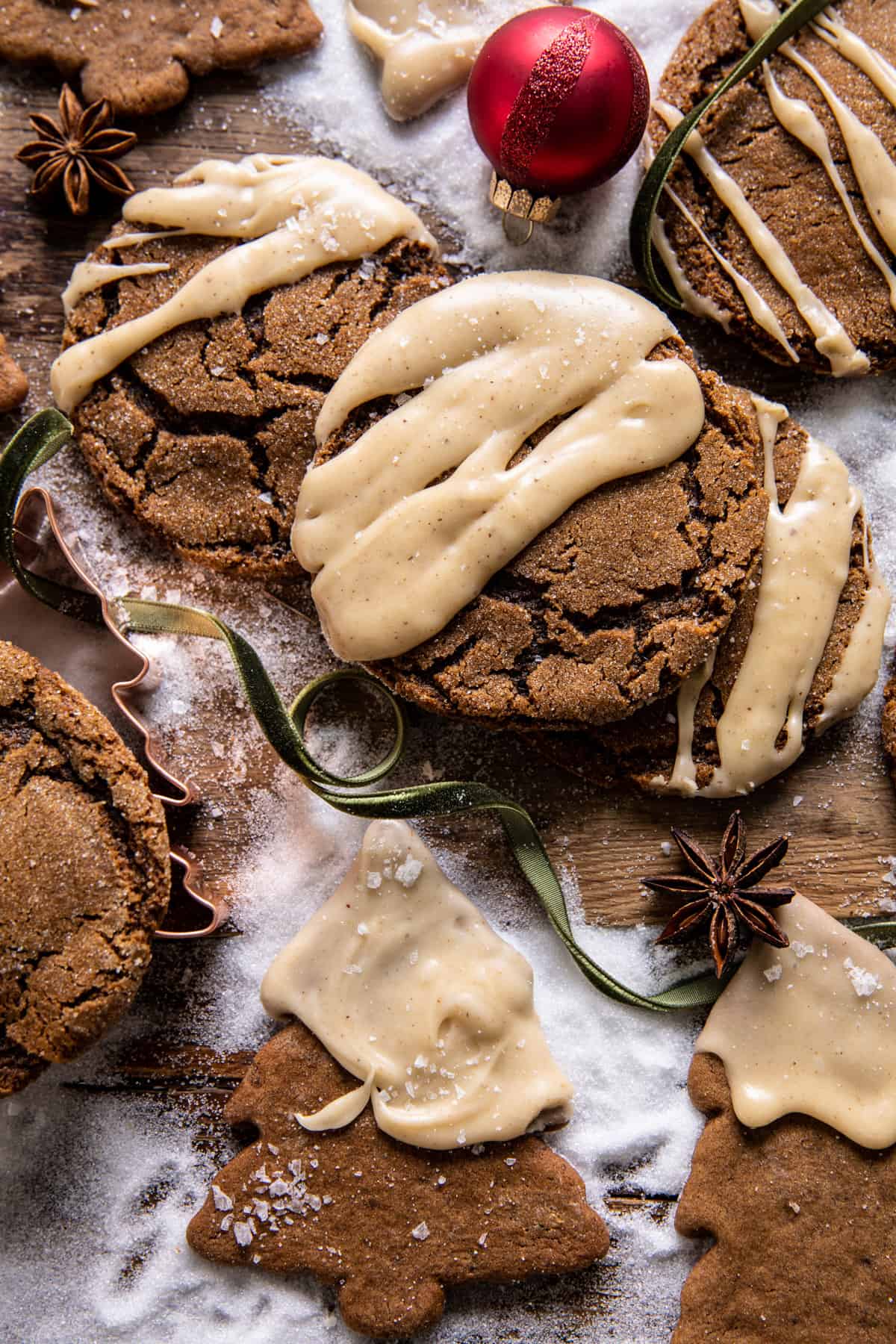 Soft Gingerbread Latte Cookies with Brown Butter Icing | halfbakedharvest.com
