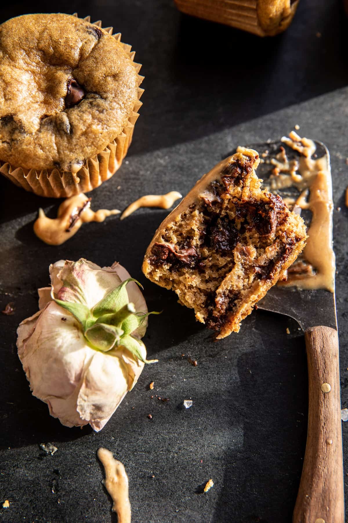 Blender Chocolate Chip Peanut Butter Banana Muffins | halfbakedharvest.com