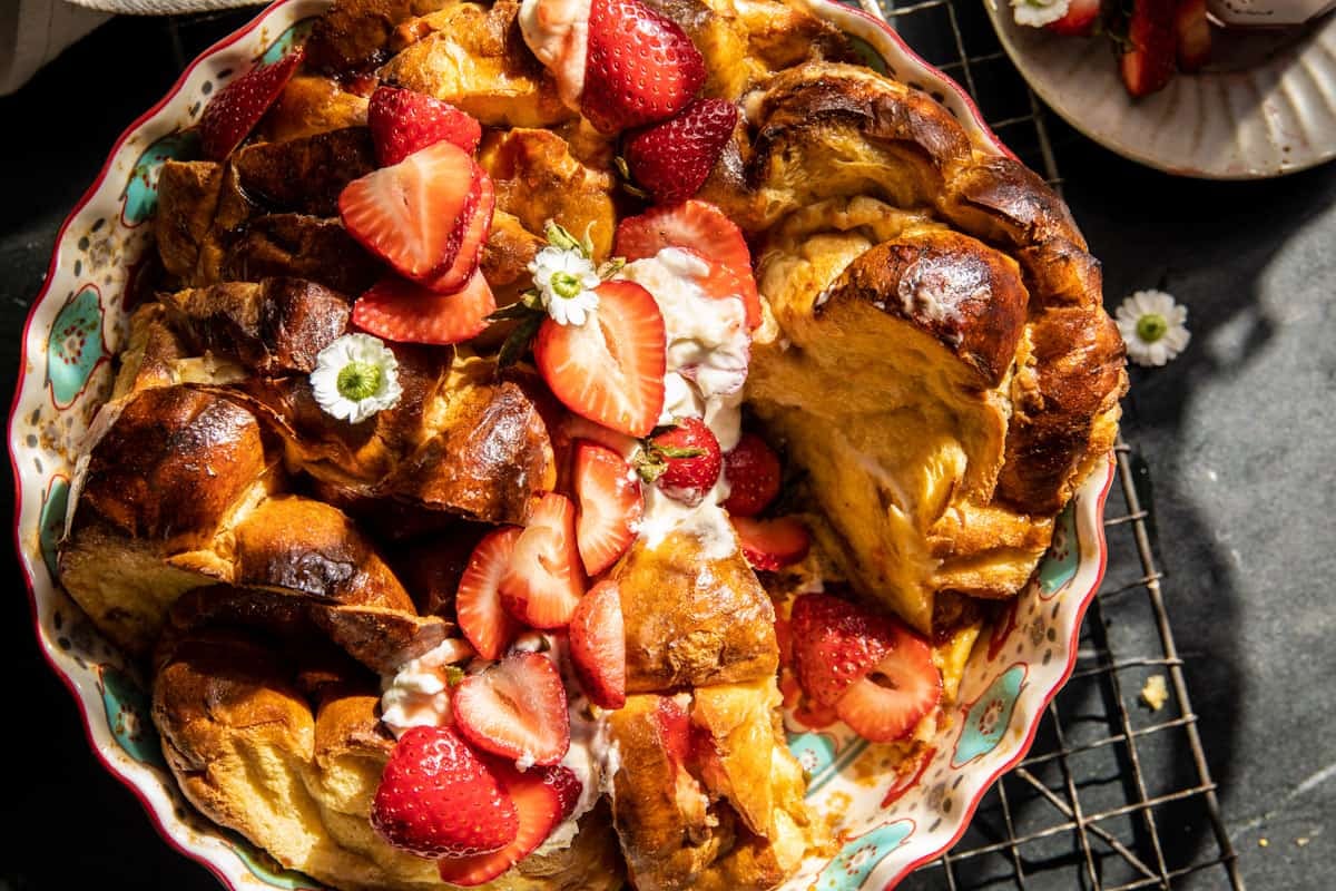 Baked Strawberry Cream Cheese Stuffed French Toast | halfbakedharvest.com 