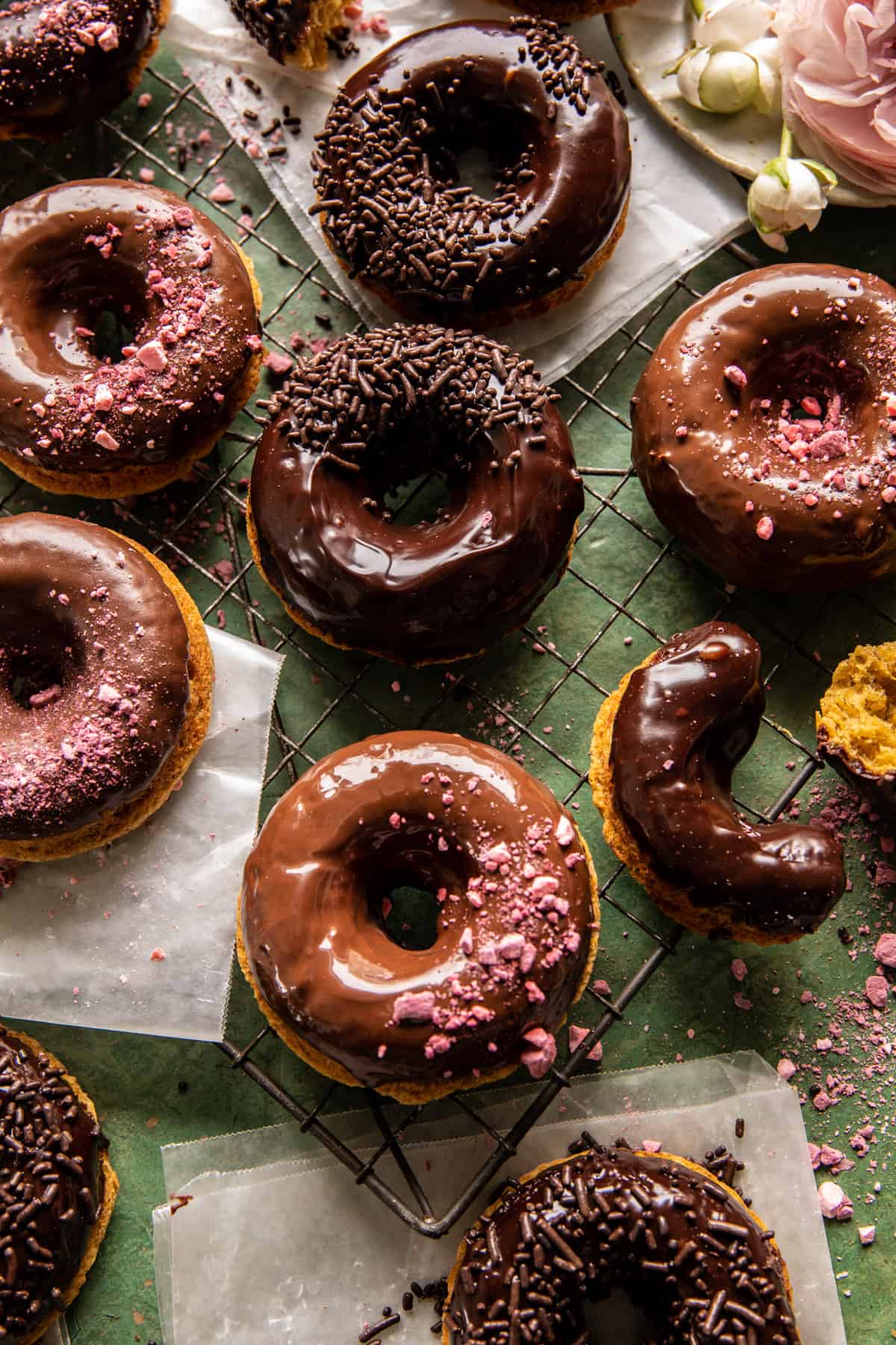 Chocolate Glazed Peanut Butter Banana Doughnuts | halfbakedharvest.com