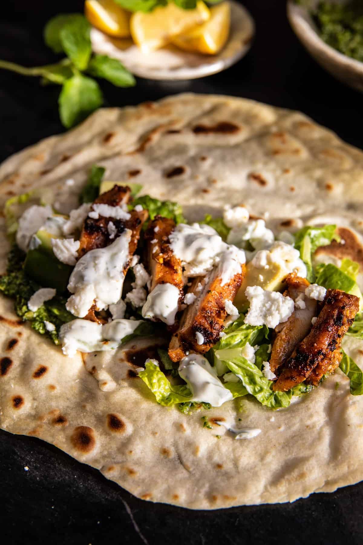 Pesto Chicken Tzatziki Salad Wraps | halfbakedharvest.com