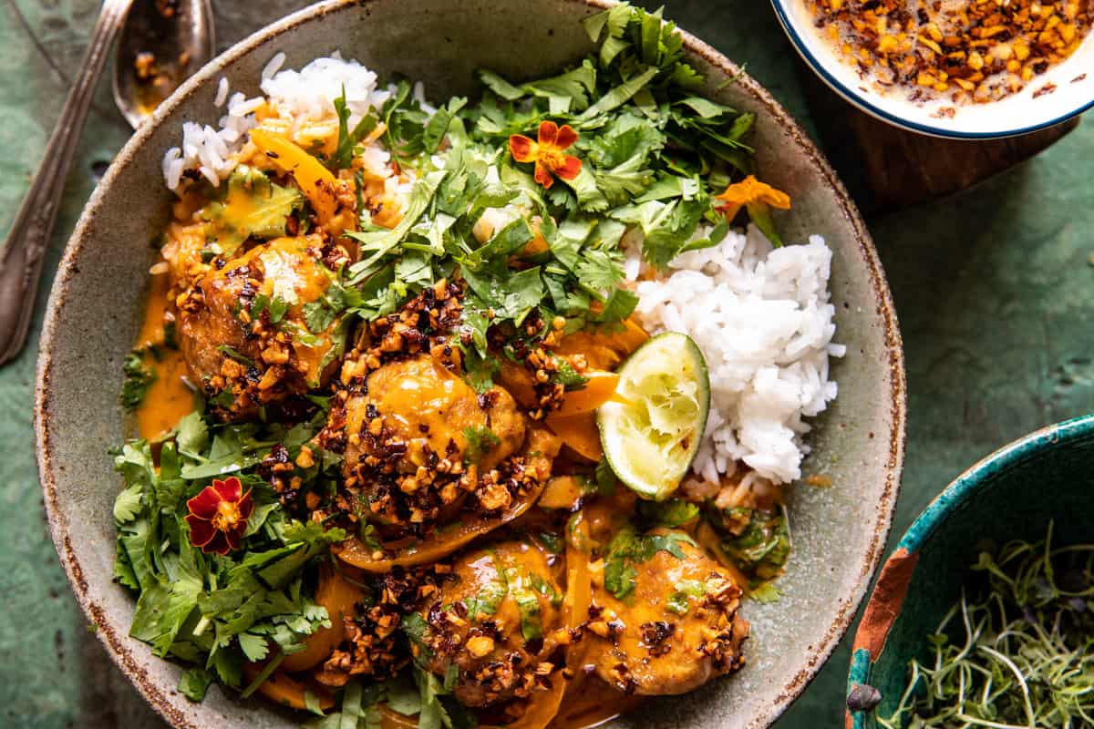 Coconut Curry Chicken Meatballs with Garlic Butter | halfbakedharvest.com