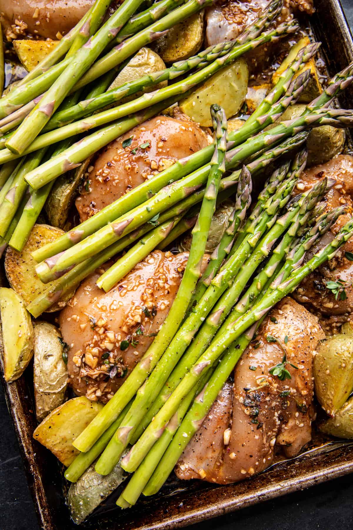 Sheet Pan Honey Garlic Chicken and Feta Potatoes | halfbakedharvest.com