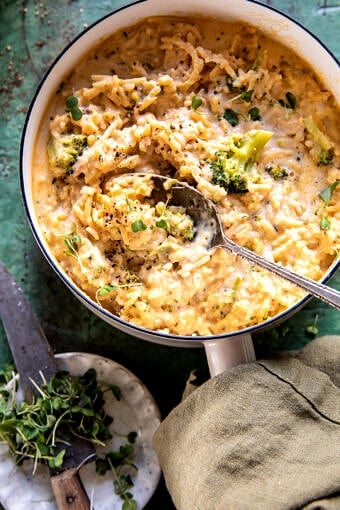 Souper Creamy Broccoli Cheddar Chicken Rice | halfbakedharvest.com