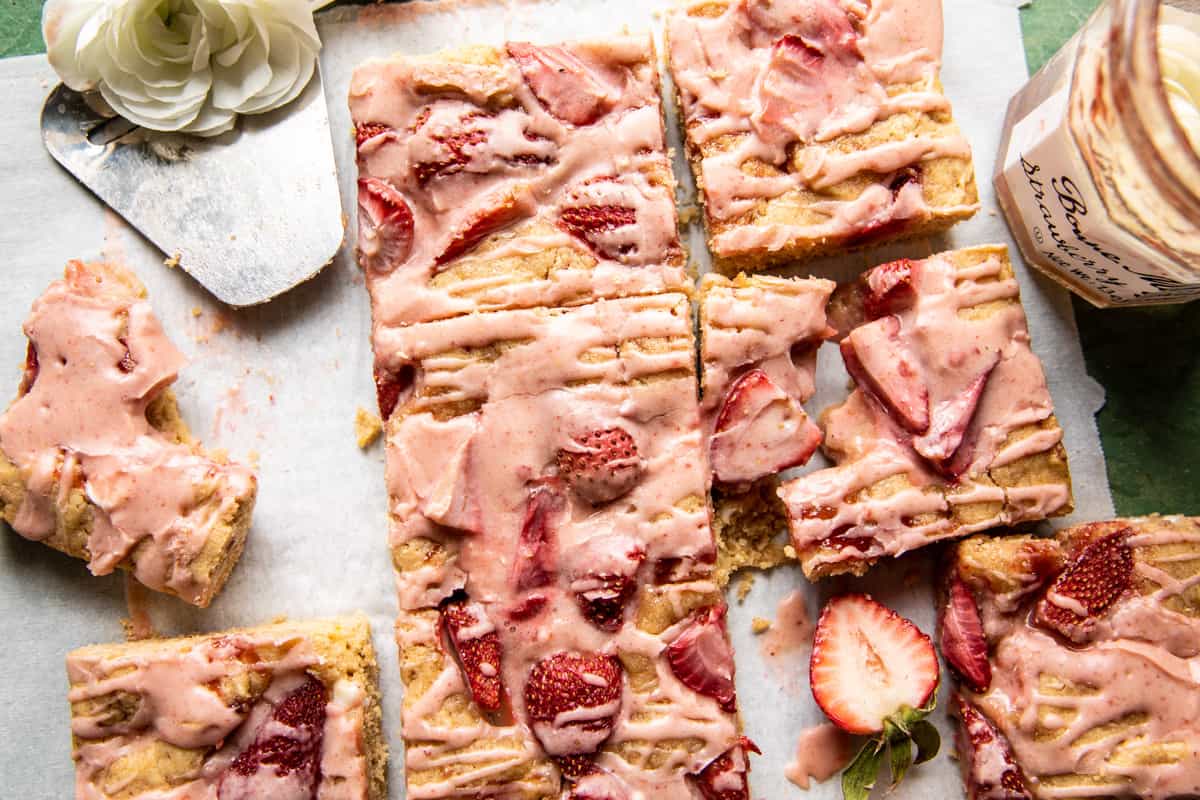Strawberry White Chocolate Blondies | halfbakedharvest.com