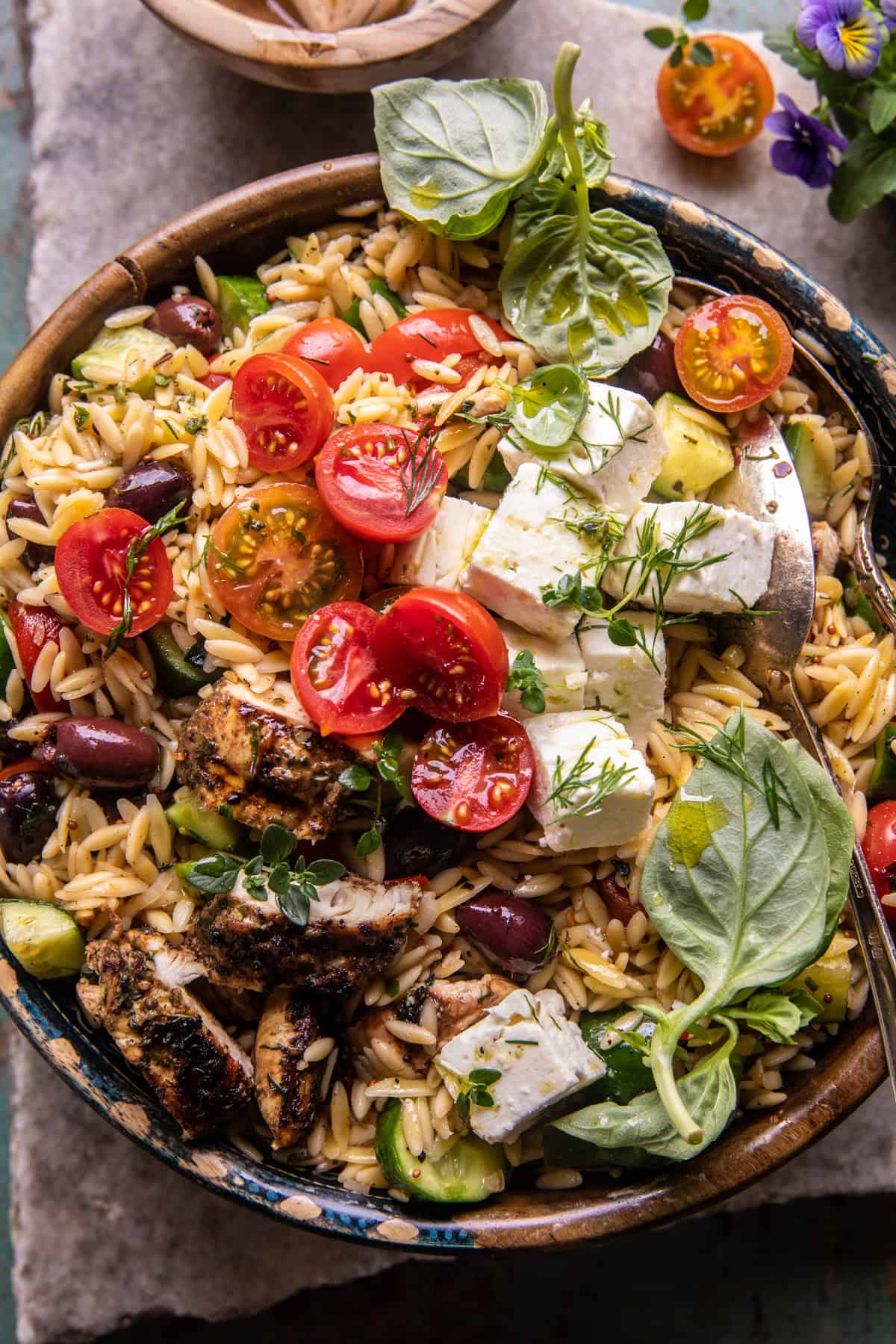 Greek Chicken Orzo Salad | halfbakedharvest.com