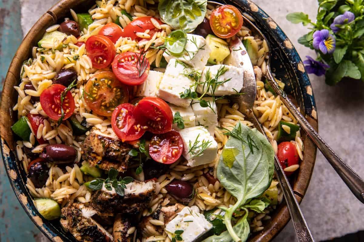 Greek Chicken Orzo Salad | halfbakedharvest.com
