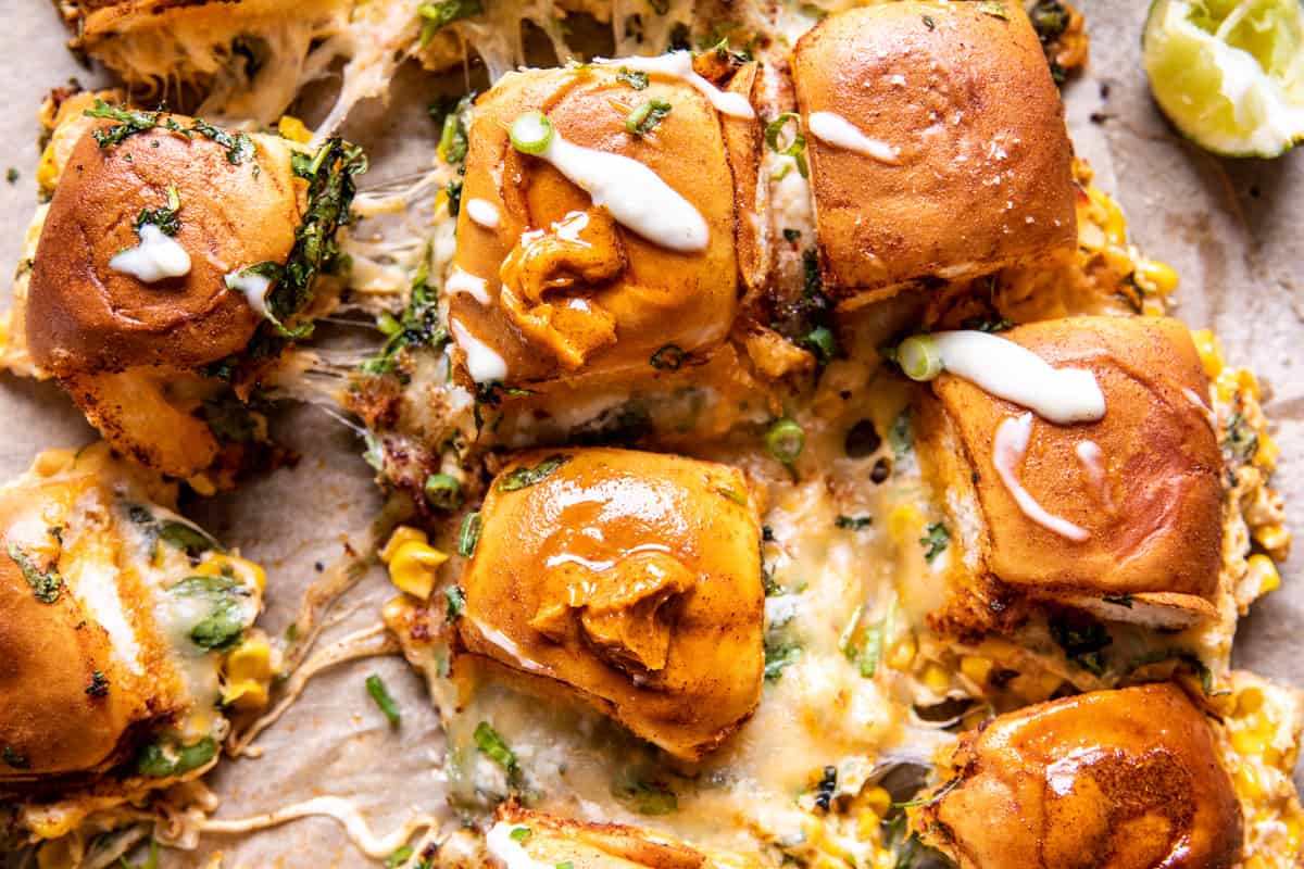 Pull Apart Street Corn Dip Sliders | halfbakedharvest.com