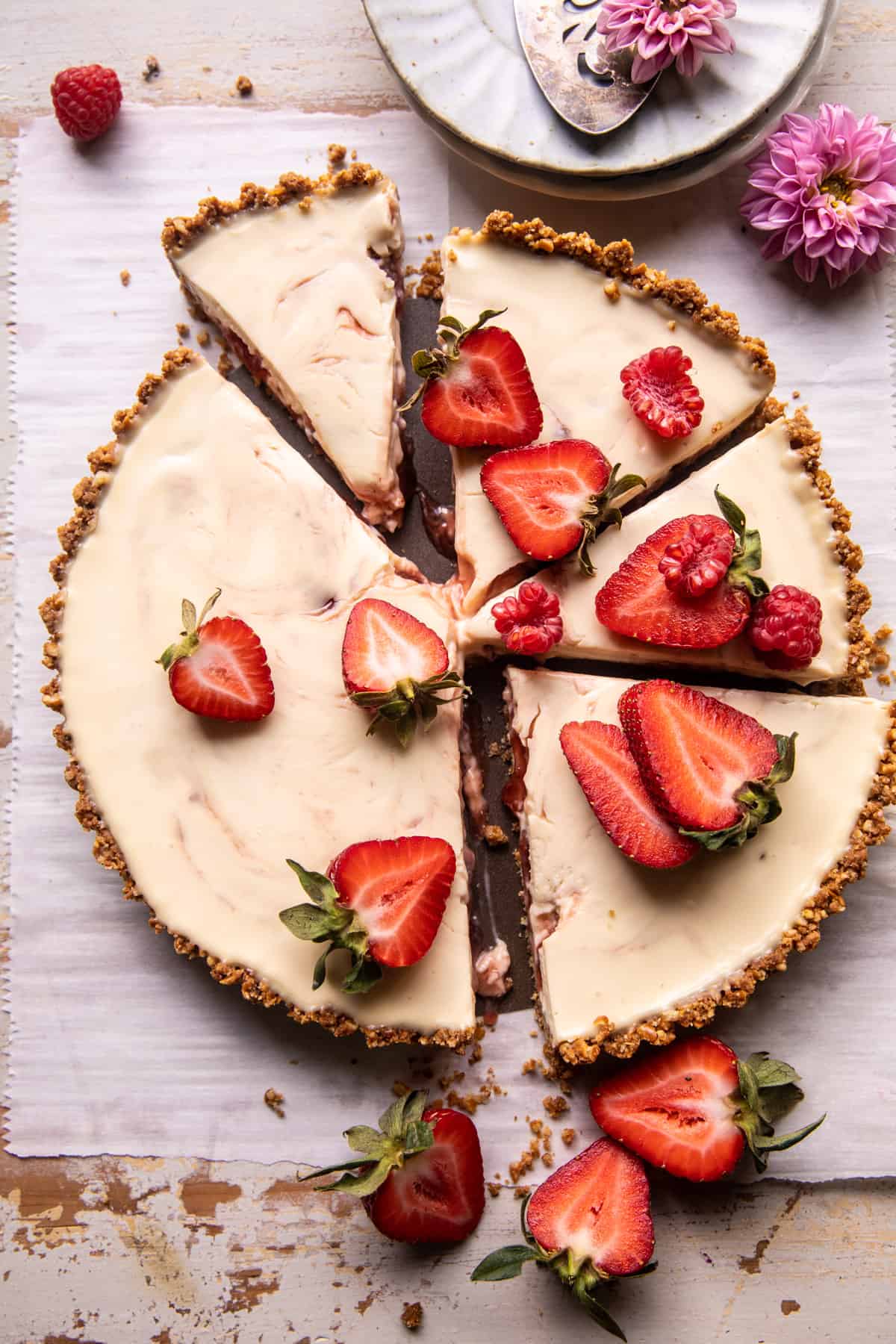 No Fuss Strawberry Cream Pretzel Tart | halfbakedharvest.com
