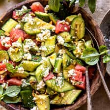 Smashed Cucumber and Watermelon Feta Salad | halfbakedharvest.com