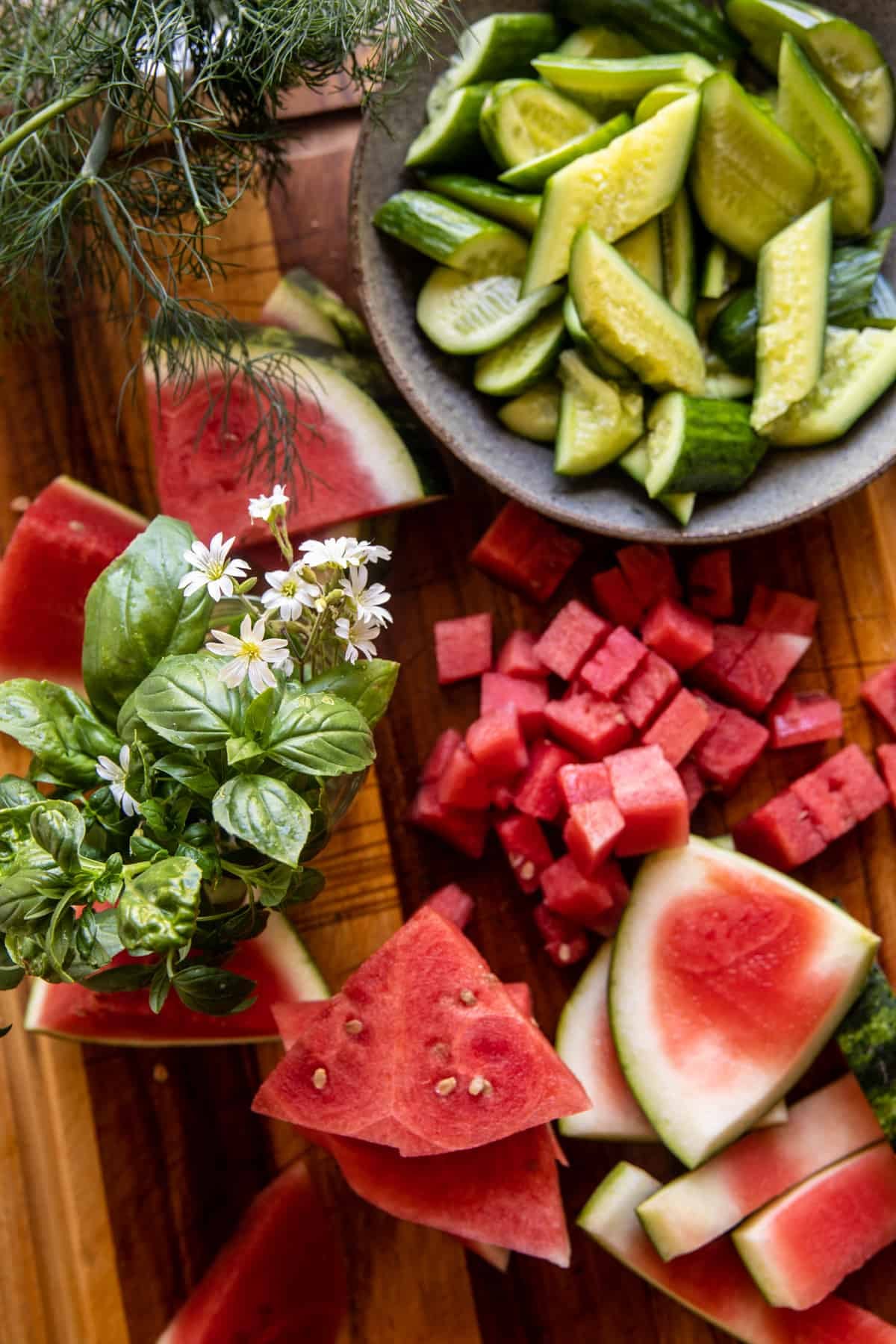 Smashed Cucumber and Watermelon Feta Salad | halfbakedharvest.com