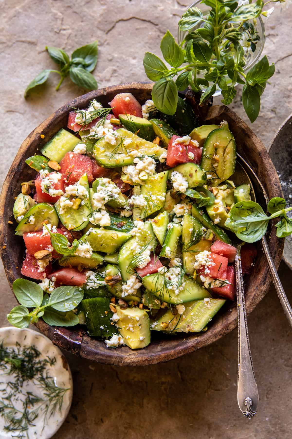 Smashed Cucumber and Watermelon Feta Salad | halfbakedharvest.com