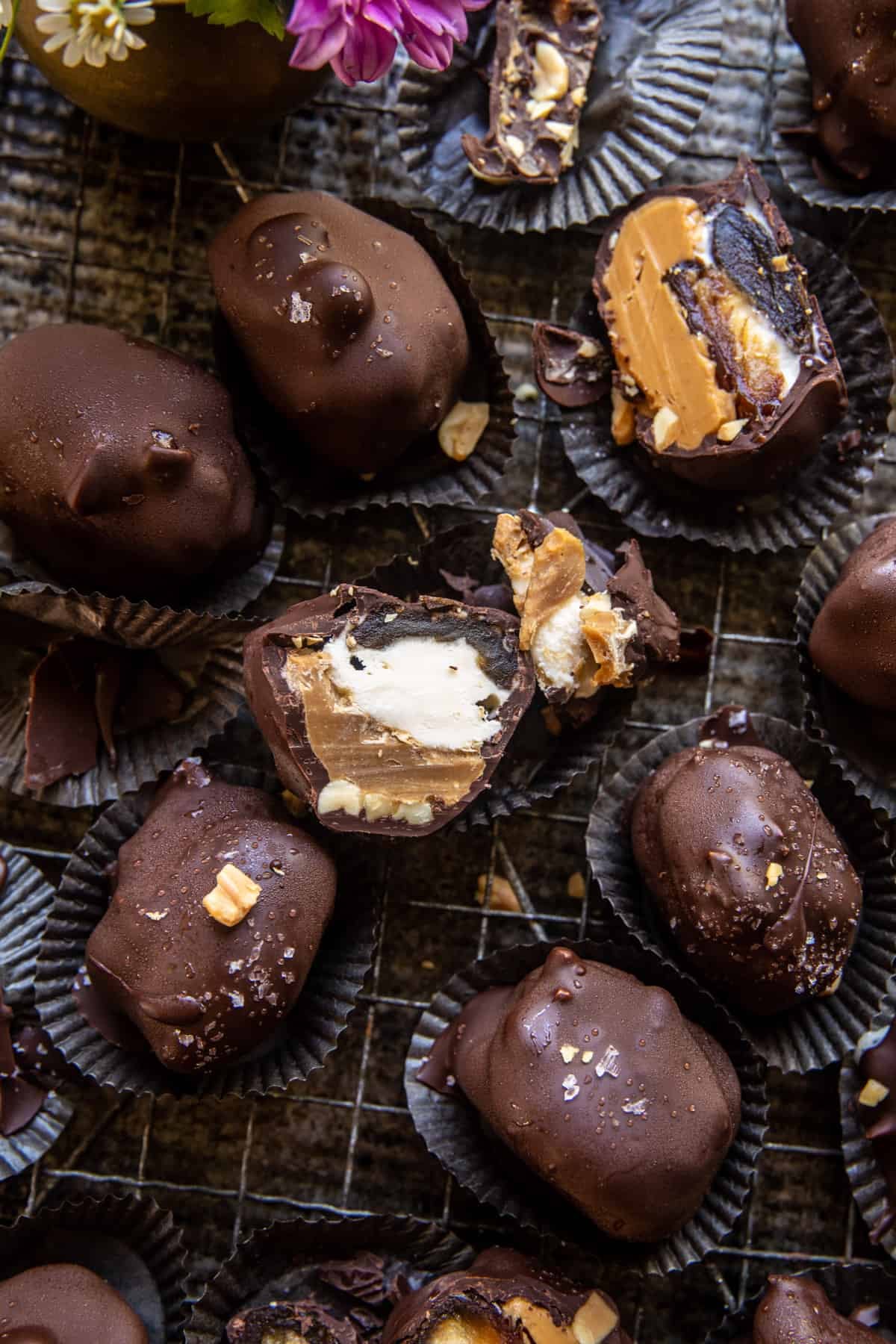 Chocolate Peanut Butter Ice Cream Stuffed Dates | halfbakdharvest.com