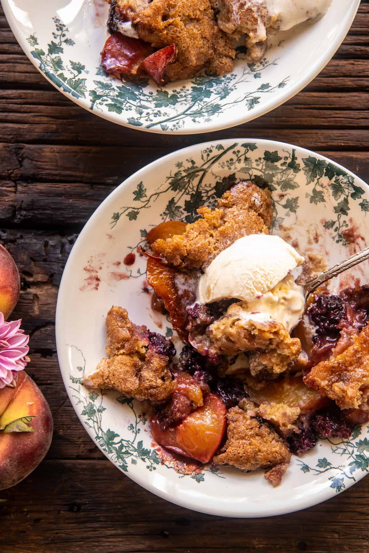 Easy Ginger Blackberry Peach Cobbler | halfbakedharvest.com