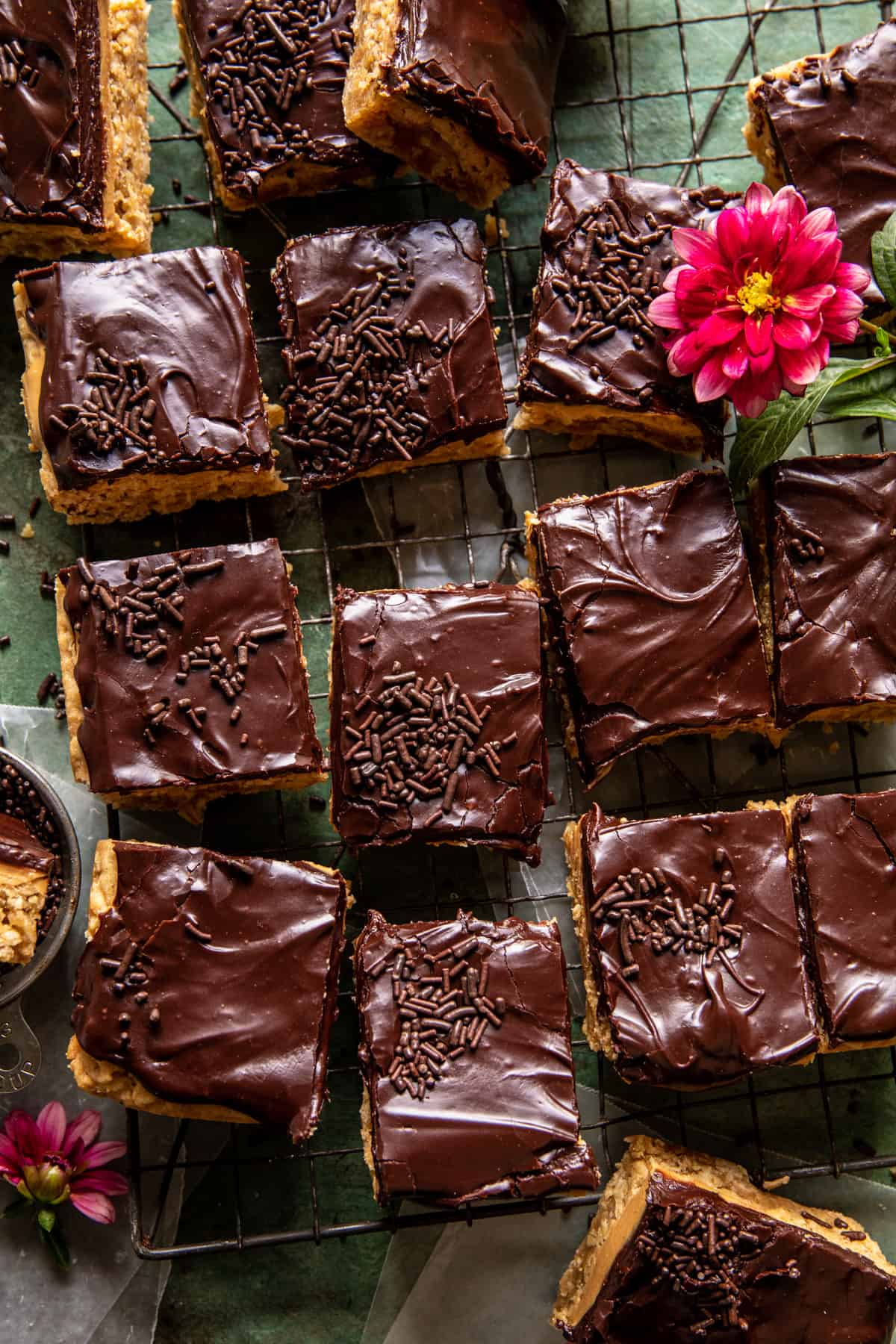 Lunch Lady Chocolate Glazed Peanut Butter Bar | halfbakedharvest.com