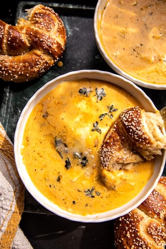 Brie and Cheddar Butternut Squash Beer Soup | halfbakedharvest.com