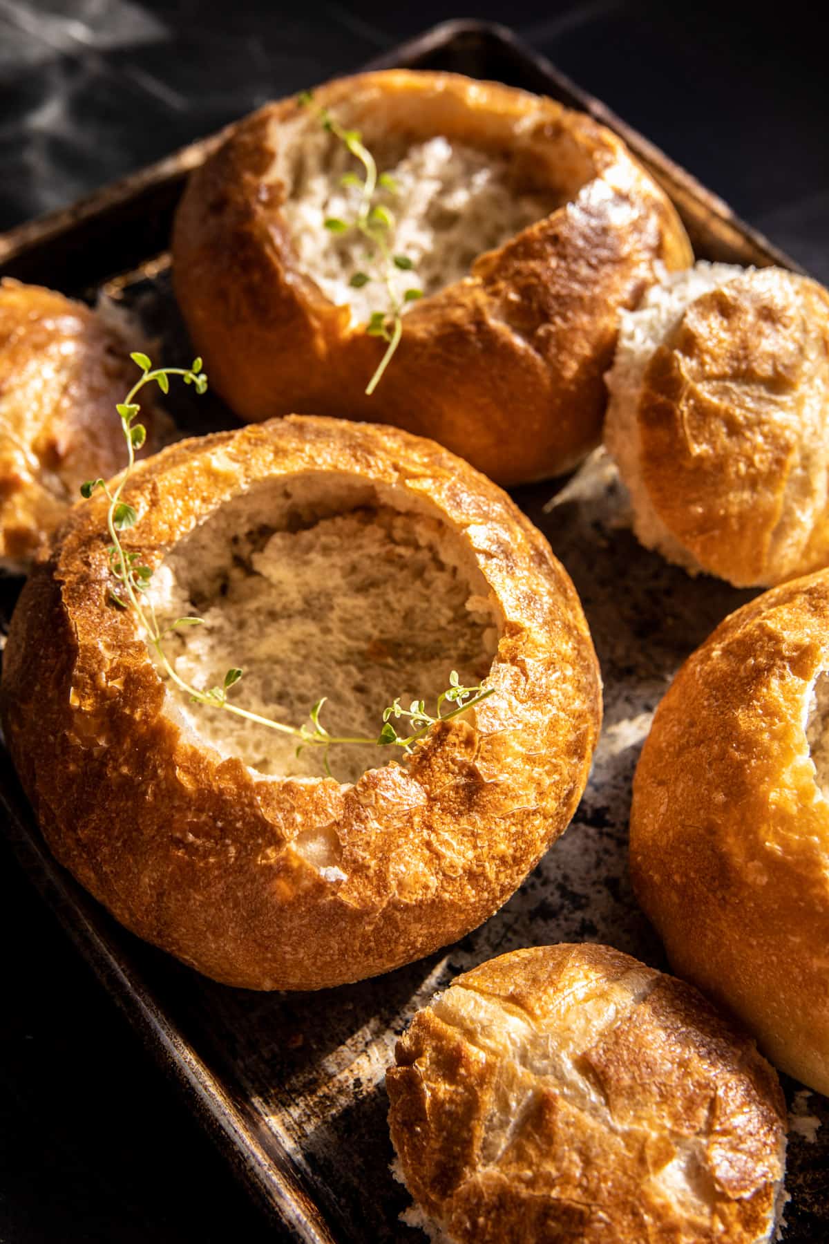 Creamy French Onion Soup Baked In Bread Bowls | halfbakedharvest.com