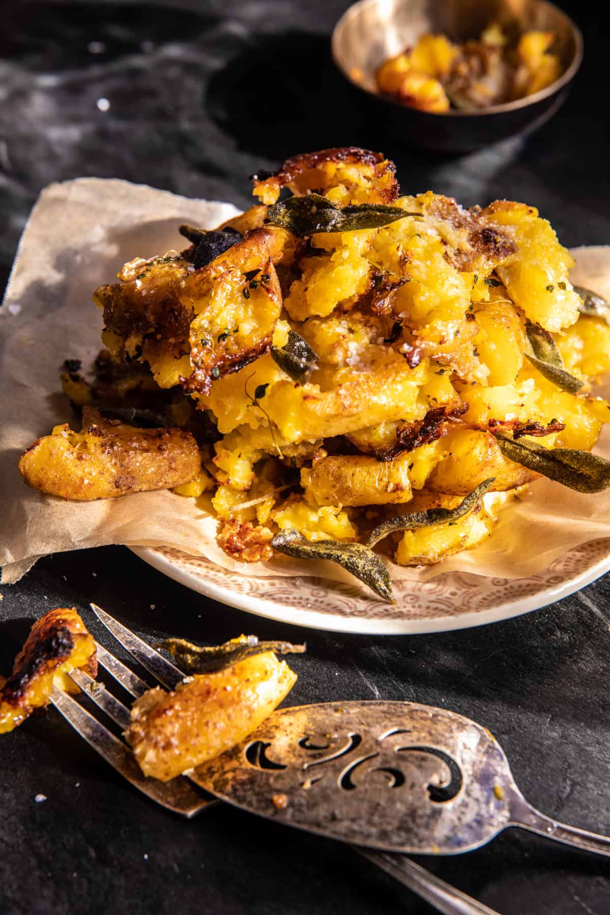 Crispy Brown Butter Sage Smashed Potatoes | halfbakedharvest.com