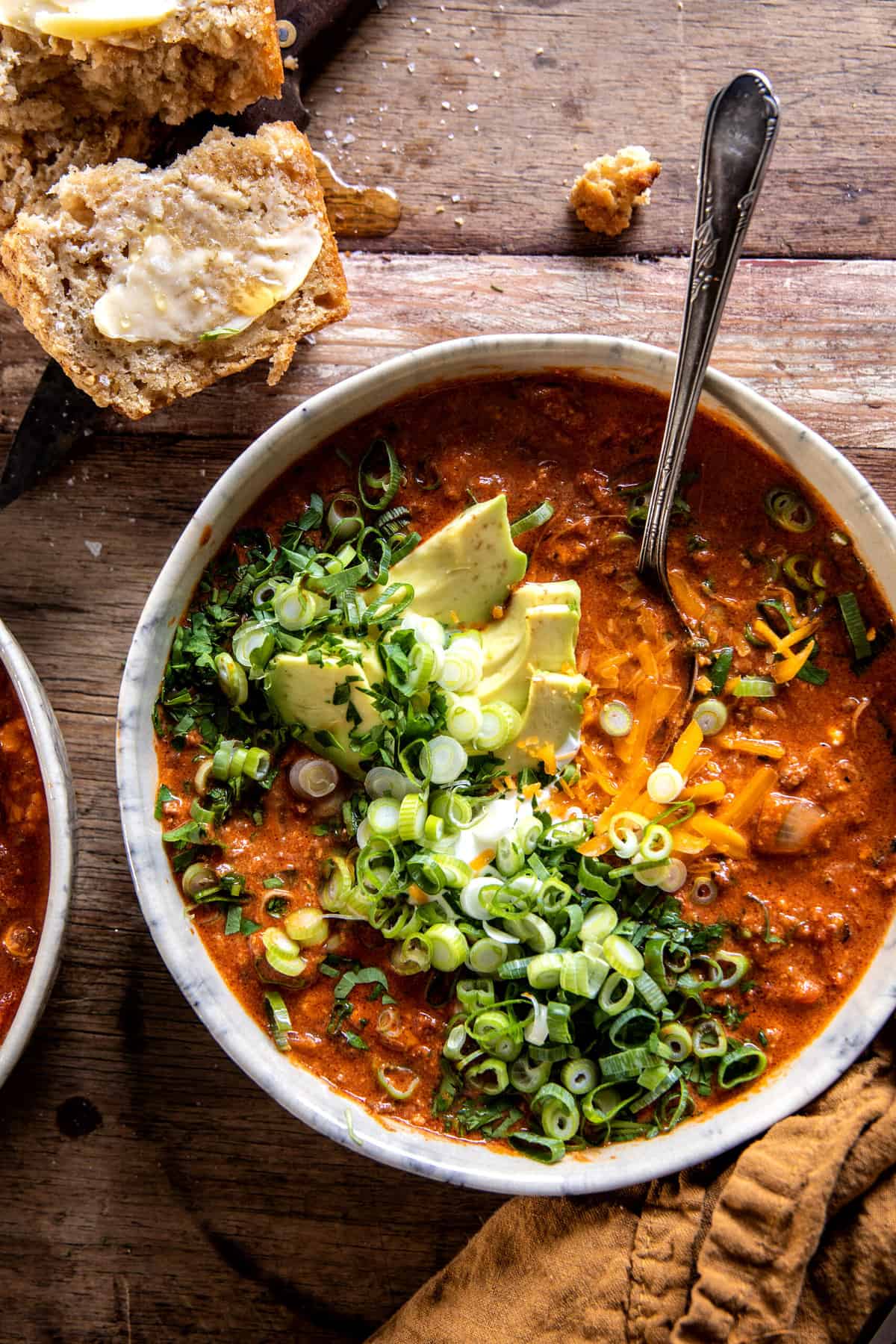 Crockpot Spicy Queso Beef Chili | halfbakedharvest.com