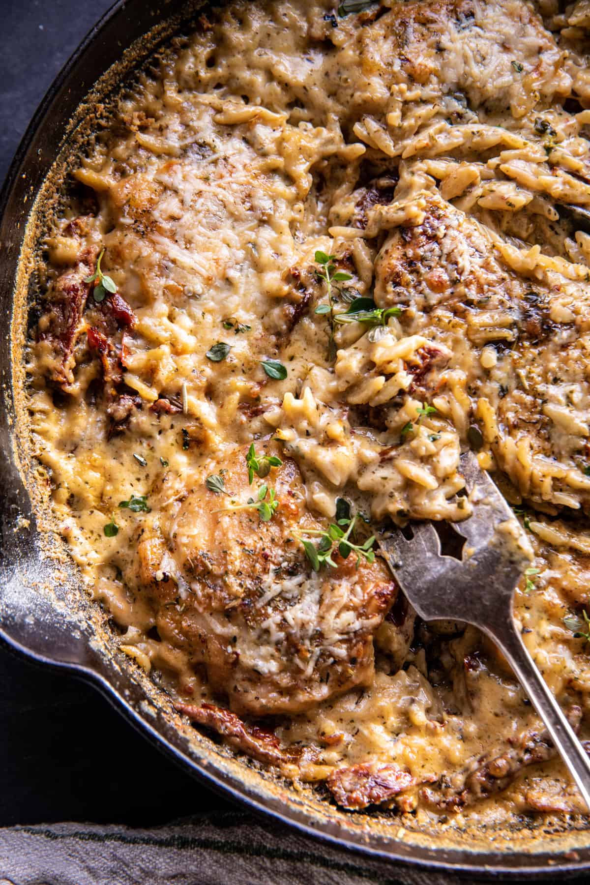 Skillet White Pesto Marry Me Chicken and Orzo | halfbakedharvest.com