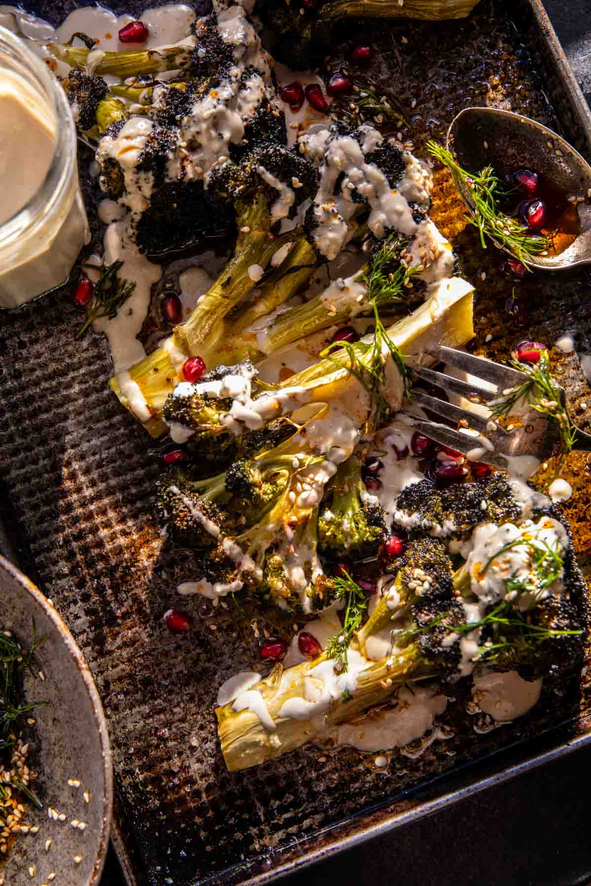 Roasted Lemon Parmesan Broccoli with Garlicky Tahini | halfbakedhearvest.com