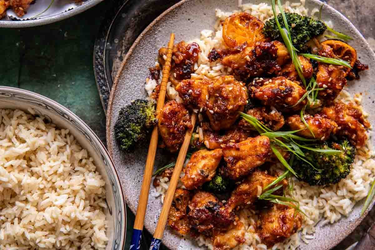 Sheet Pan Chili Ginger Orange Chicken and Broccoli | halfbakedharvest.com