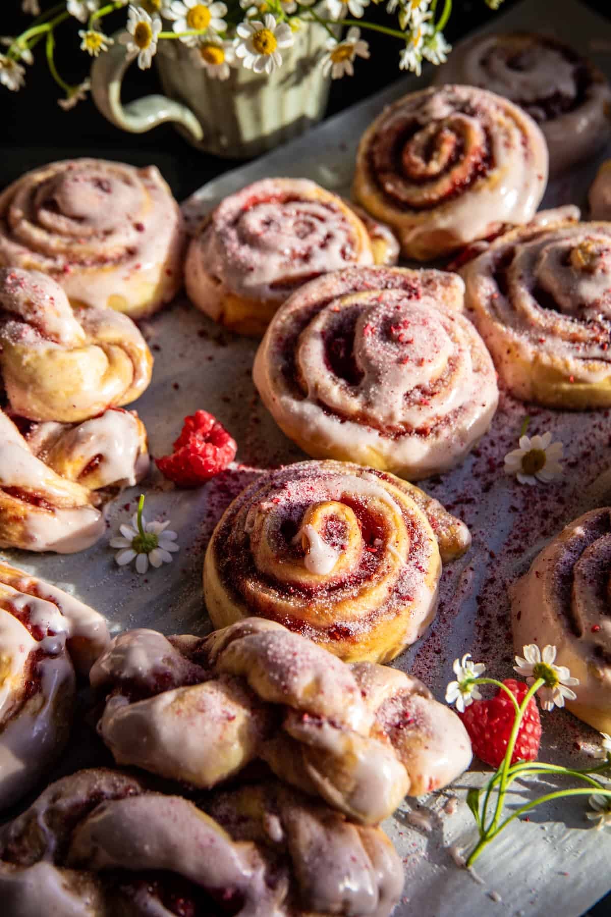 Glazed Raspberry Honey Sweet Rolls | halfbakedharvest.com