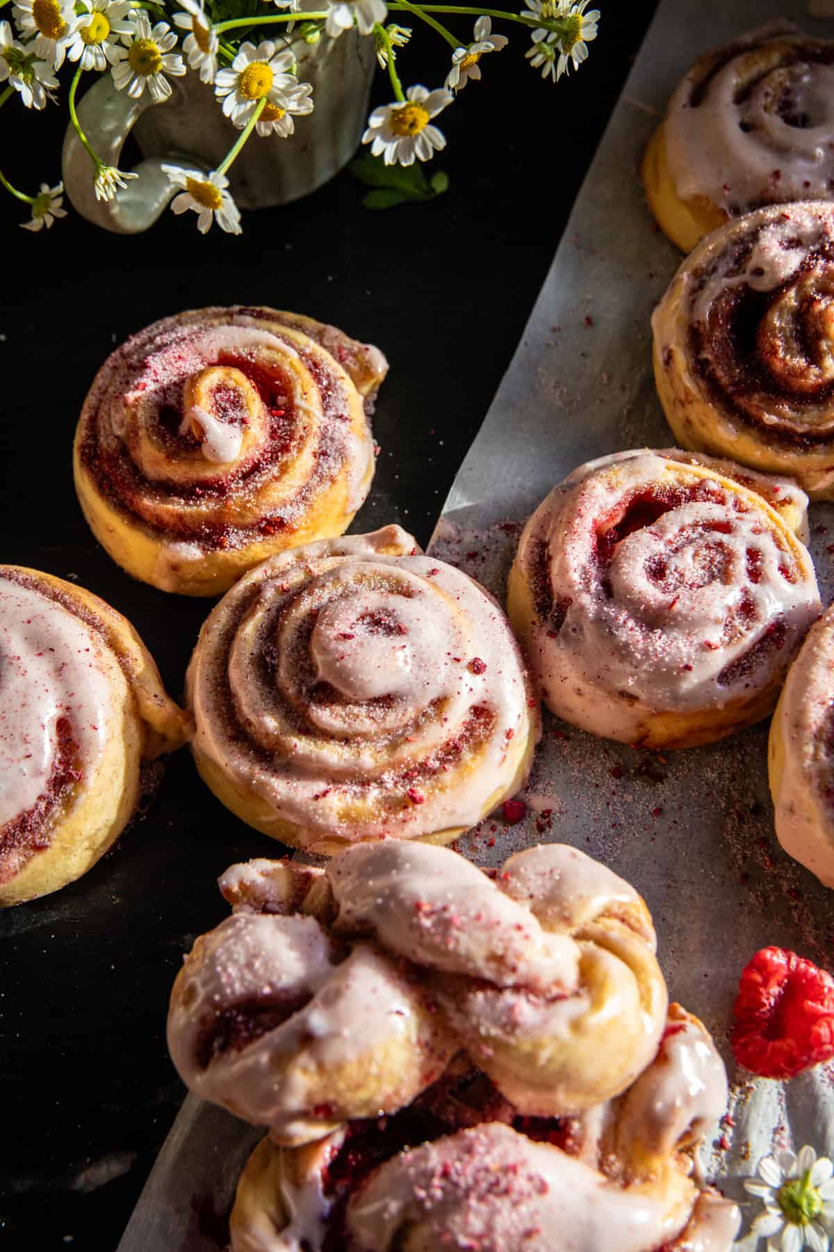 Glazed Raspberry Honey Sweet Rolls | halfbakedharvest.com