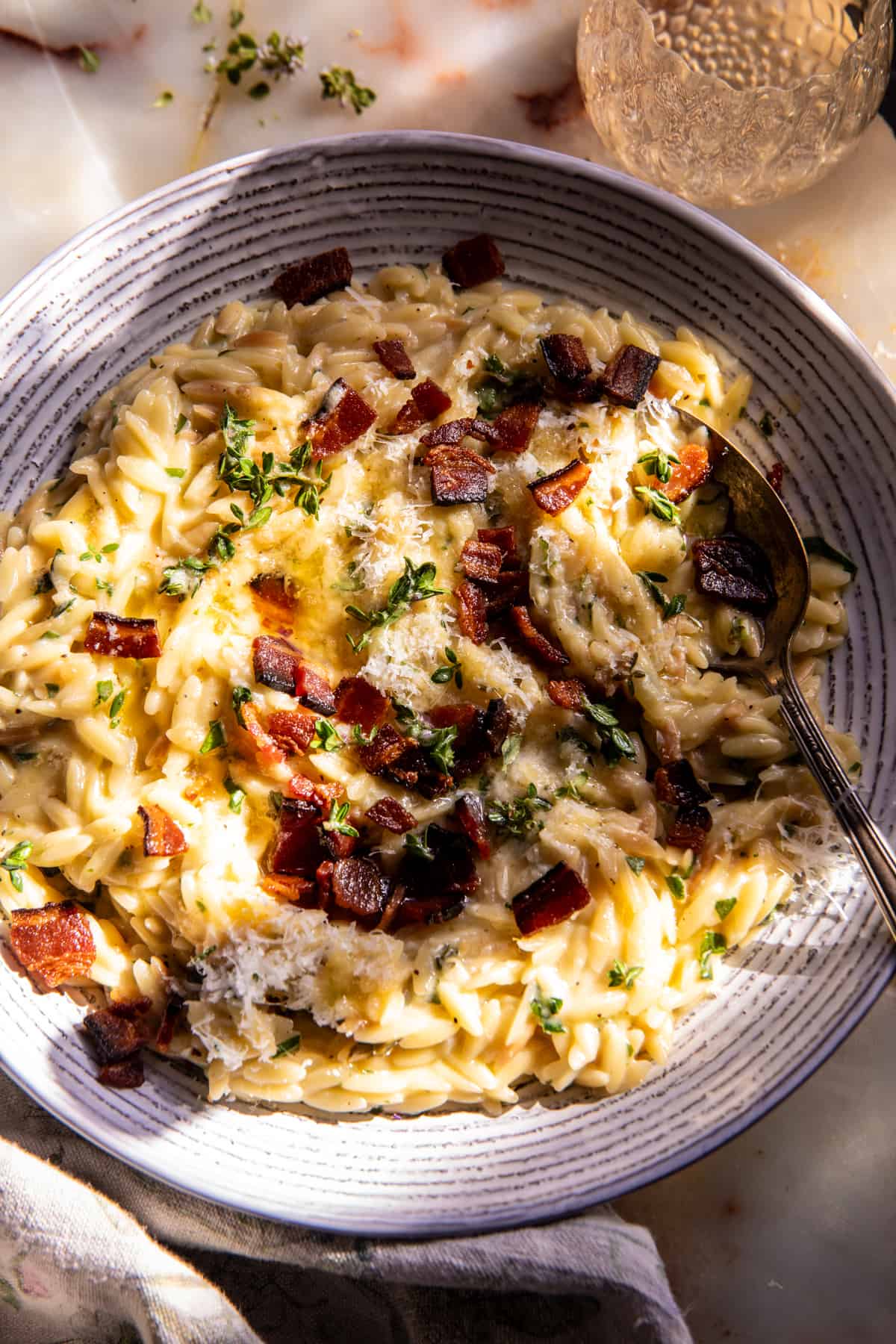 20 Minute Lemon Butter Orzo Carbonara | halfbakedharvest.com