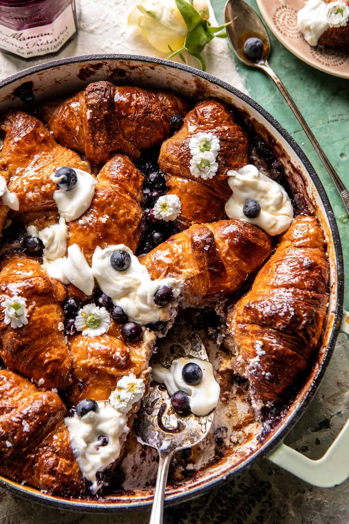 Blueberry Croissant French Toast Bake | halfbakedharvest.com