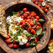 Roasted Garlic Tomato Burrata Caprese | halfbakedharvest.com