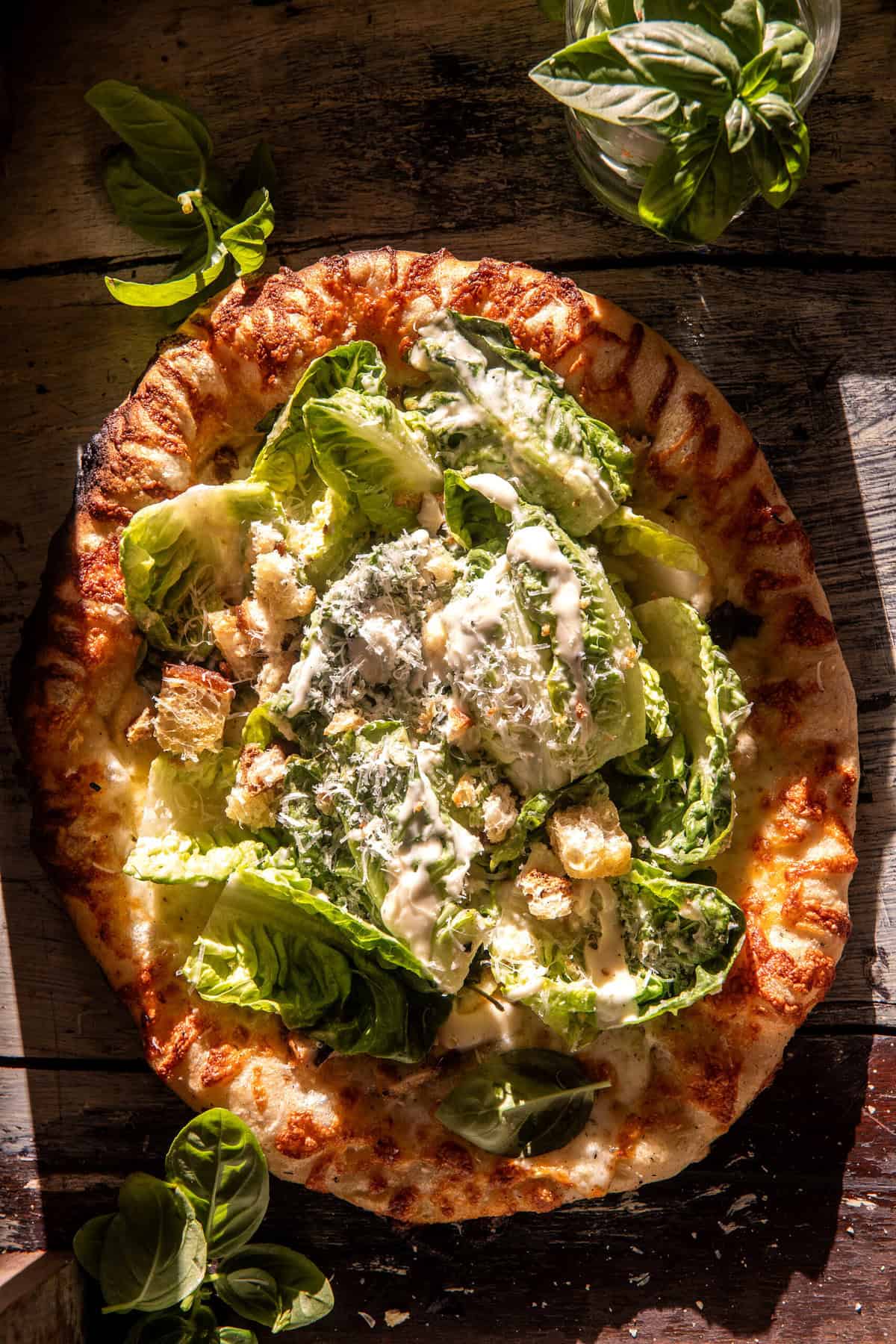 Chicken Caesar Salad Pizza | halfbakedharvest.com