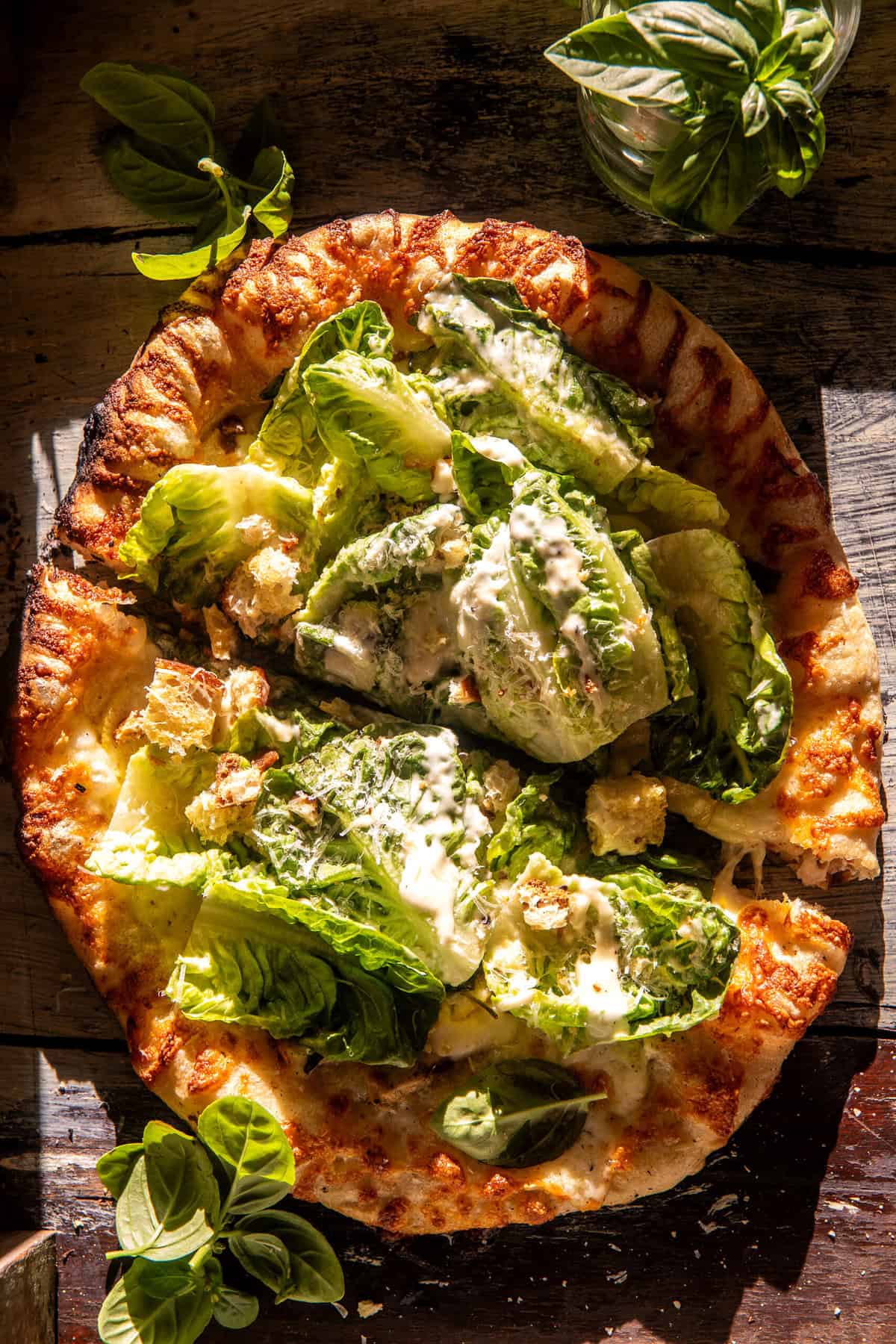 Chicken Caesar Salad Pizza | halfbakedharvest.com