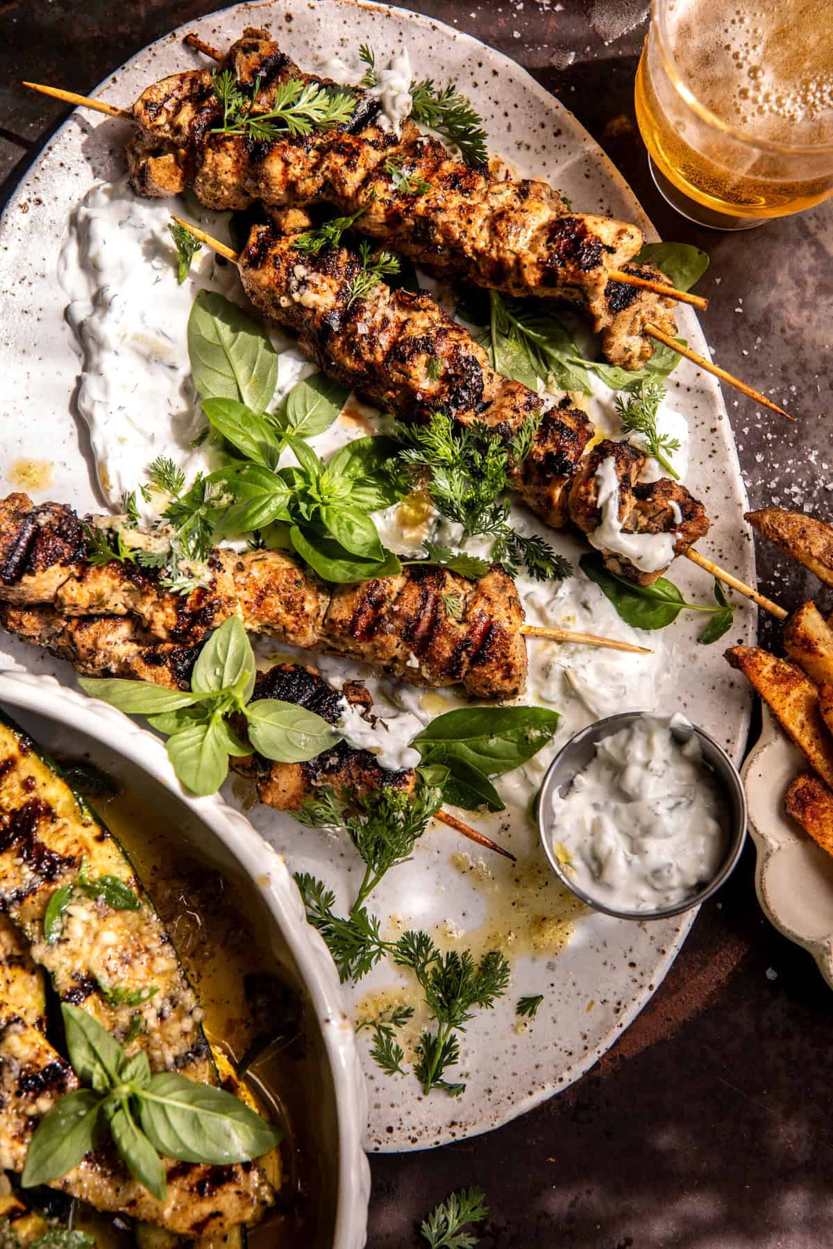 Ranch Chicken Tzatziki with Garlic Parmesan Zucchini | halfbakedharvest.com